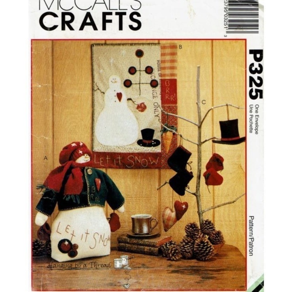 McCalls Sewing Pattern P325 8442 Snowman Quilt Ornaments Crafts Seasonal Decor